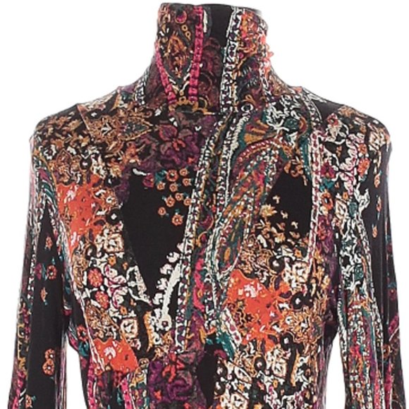 Free People NWT Mock Neck Paisley Mini Dress, Med - Picture 4 of 12